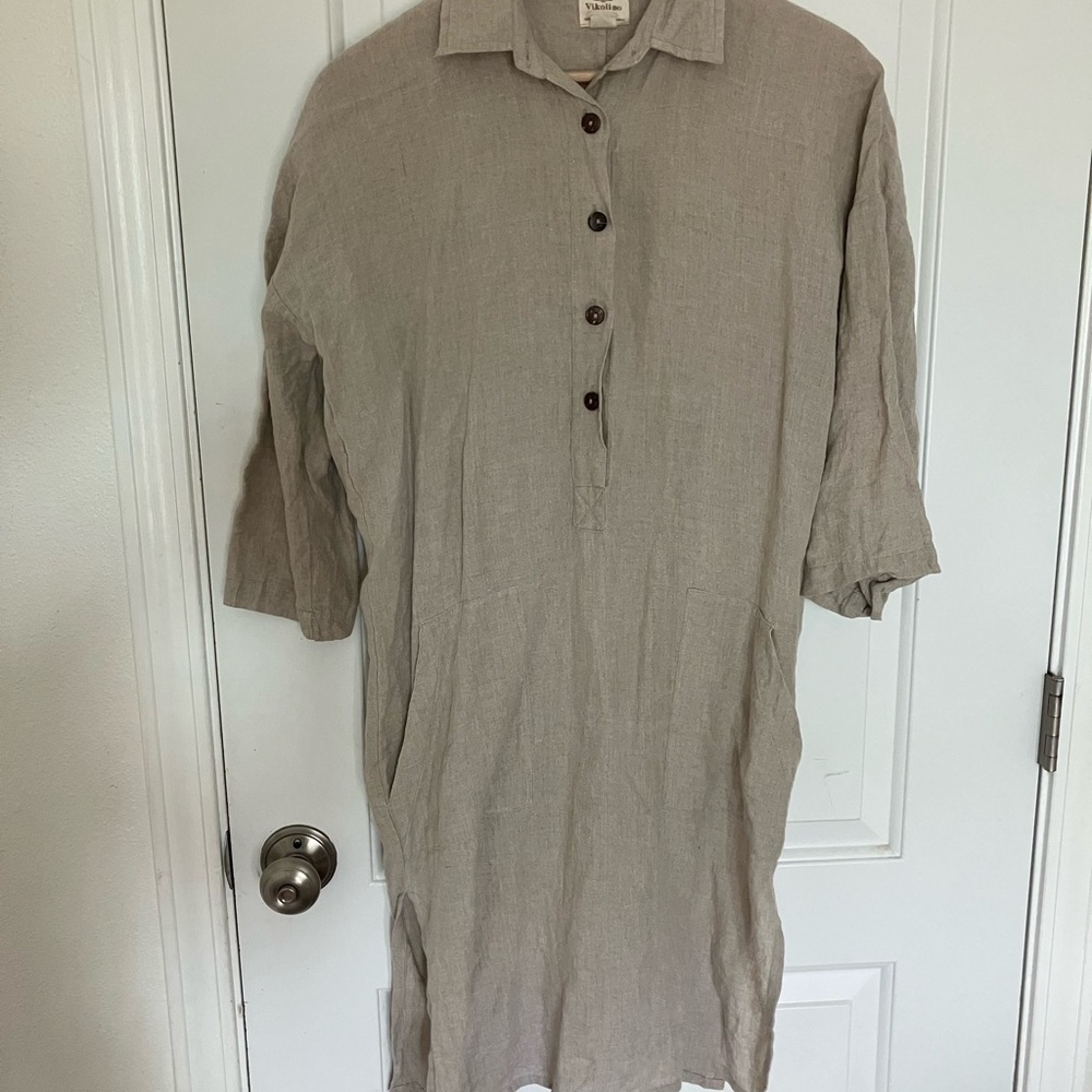 Linen shirt dress